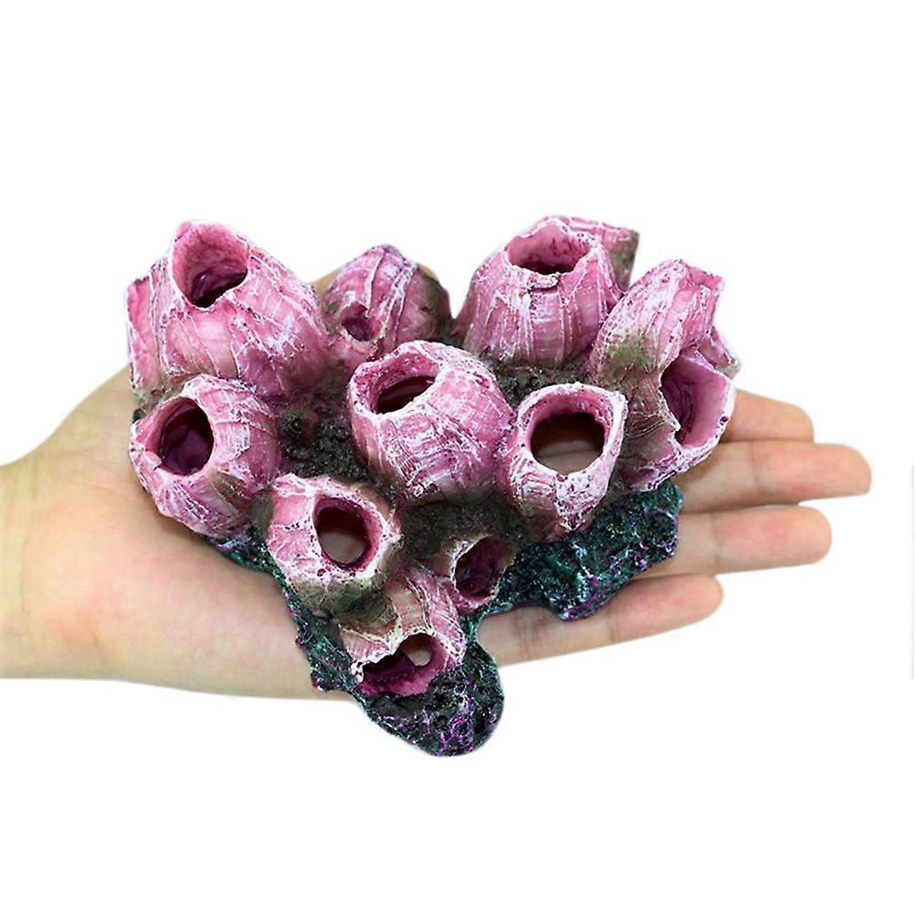 Aquarium Decoration Fish Tank Sea Anemone Coral Ornament Irregular Shape Violet Resin Craft Adornment 14*12*7cm 1Pack
