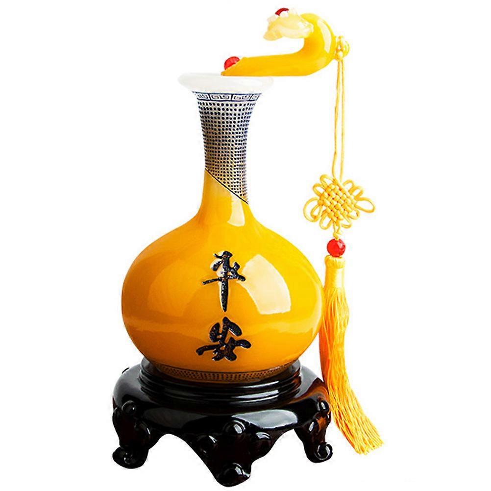 Table Vase Home Vase Compact Size Chinese Style Flower Vase Home Table Decoration Resin Material 1 Piece
