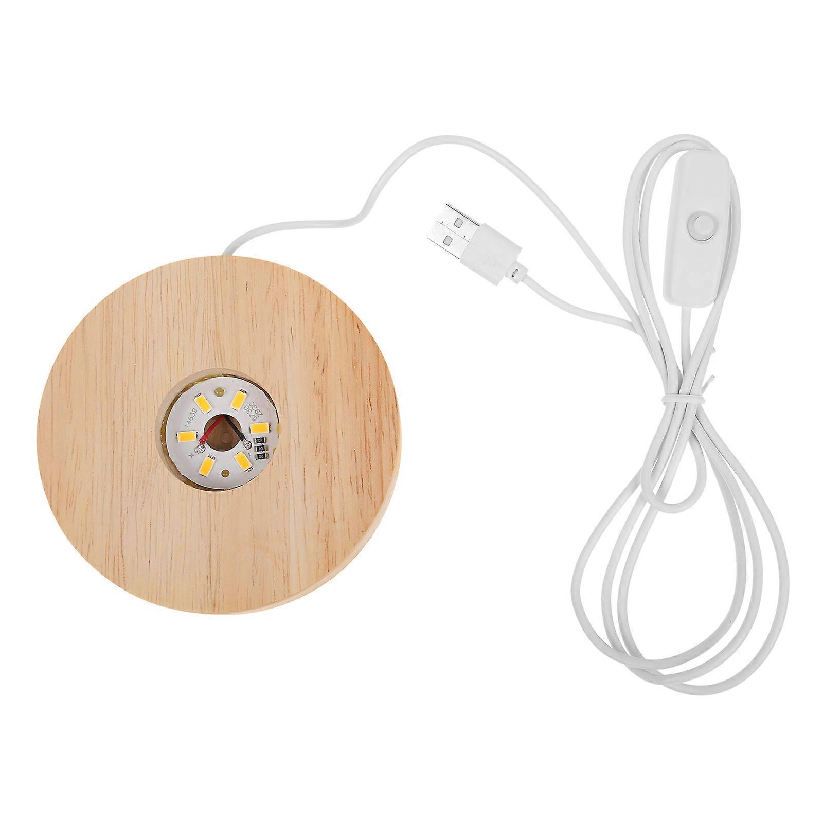 Wooden Crystal Ball Stand USB Light Base for Home Decor Multi Color Small Night Lamp Base 4.5 Inches