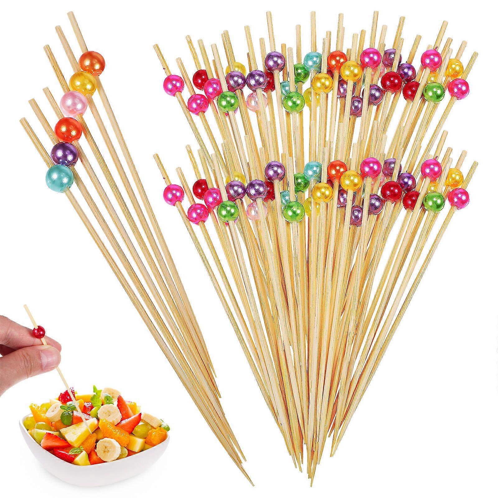 Festive Toothpicks Bamboo Skewers for Party Appetizers Food Drinks Disposable 200Pcs