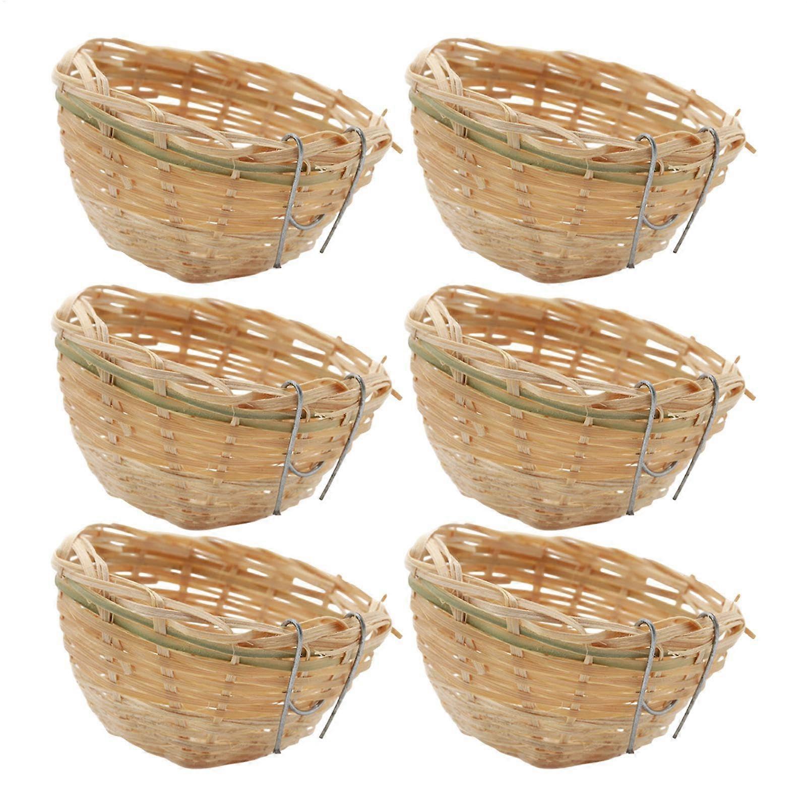 Woven Bird Nest 6-Pack Outdoor Canary Birdhouses Small Birds Home Decor Breeding Bed Accessories for Wildlife Care