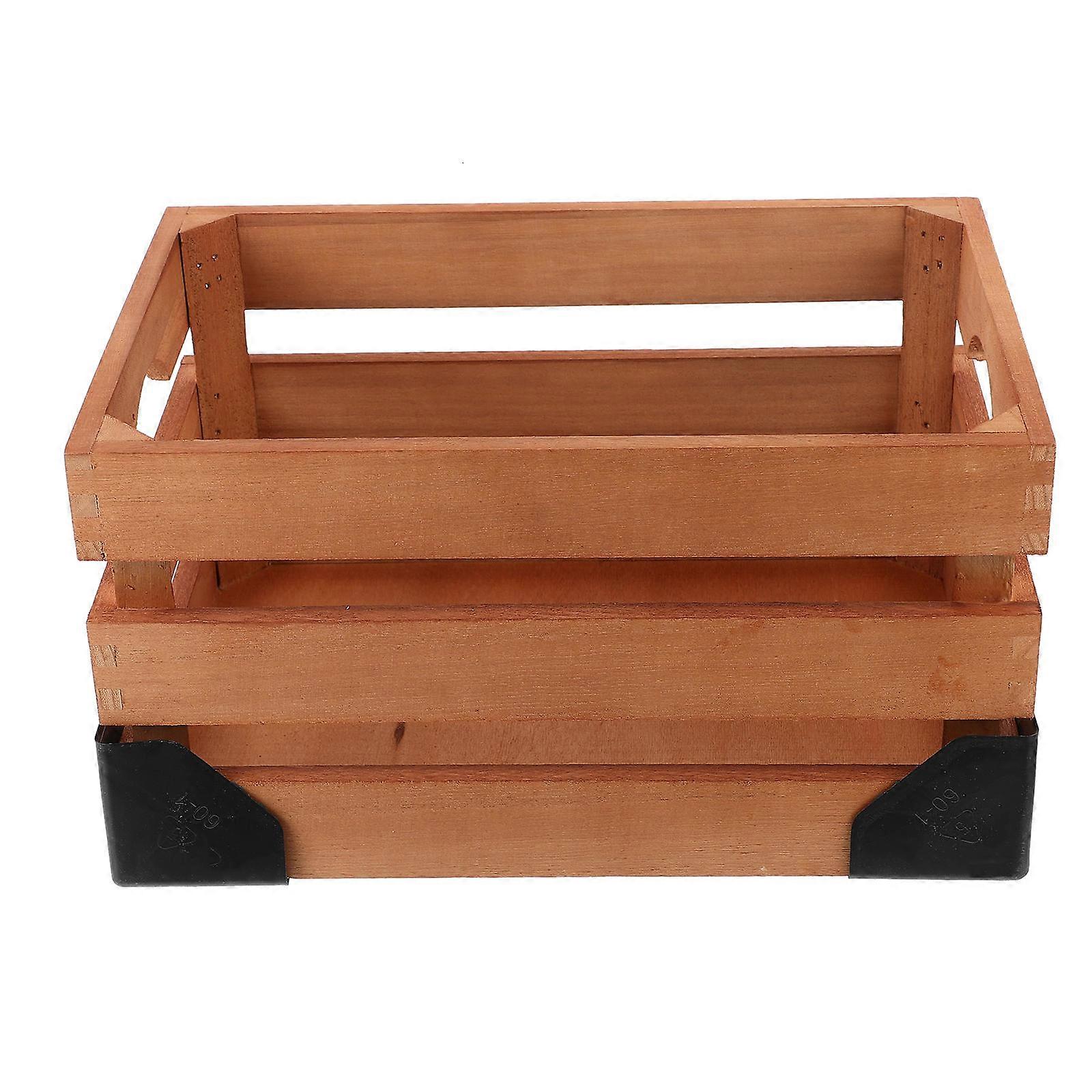 Kitchen Multi-Purpose Basket Wooden Sporting Goods Storage Rectangular 1Set
