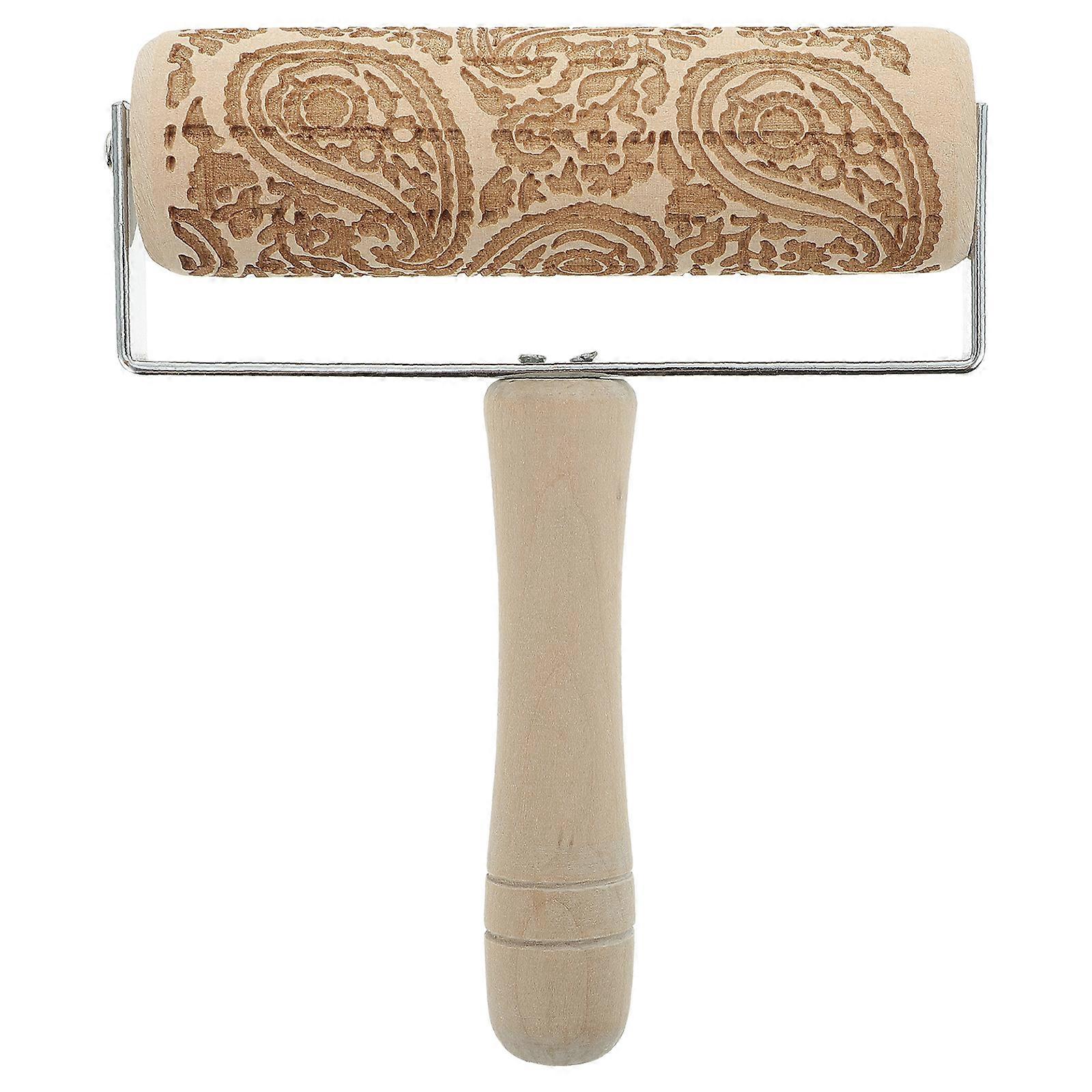 Embossing Roller Beech Pastry Tool For Baking Cylindrical Shape Khaki 17.00X14.50X4.00CM Dough Rolling 1PC