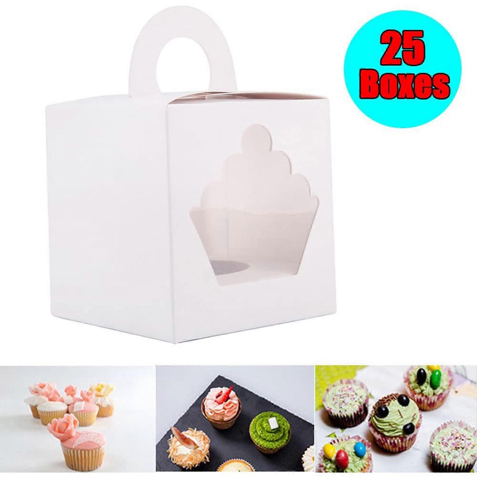 1 Hole Cupcake Box, 25 Pack Cupcake Boxes with Window, Muffin Display for Wedding