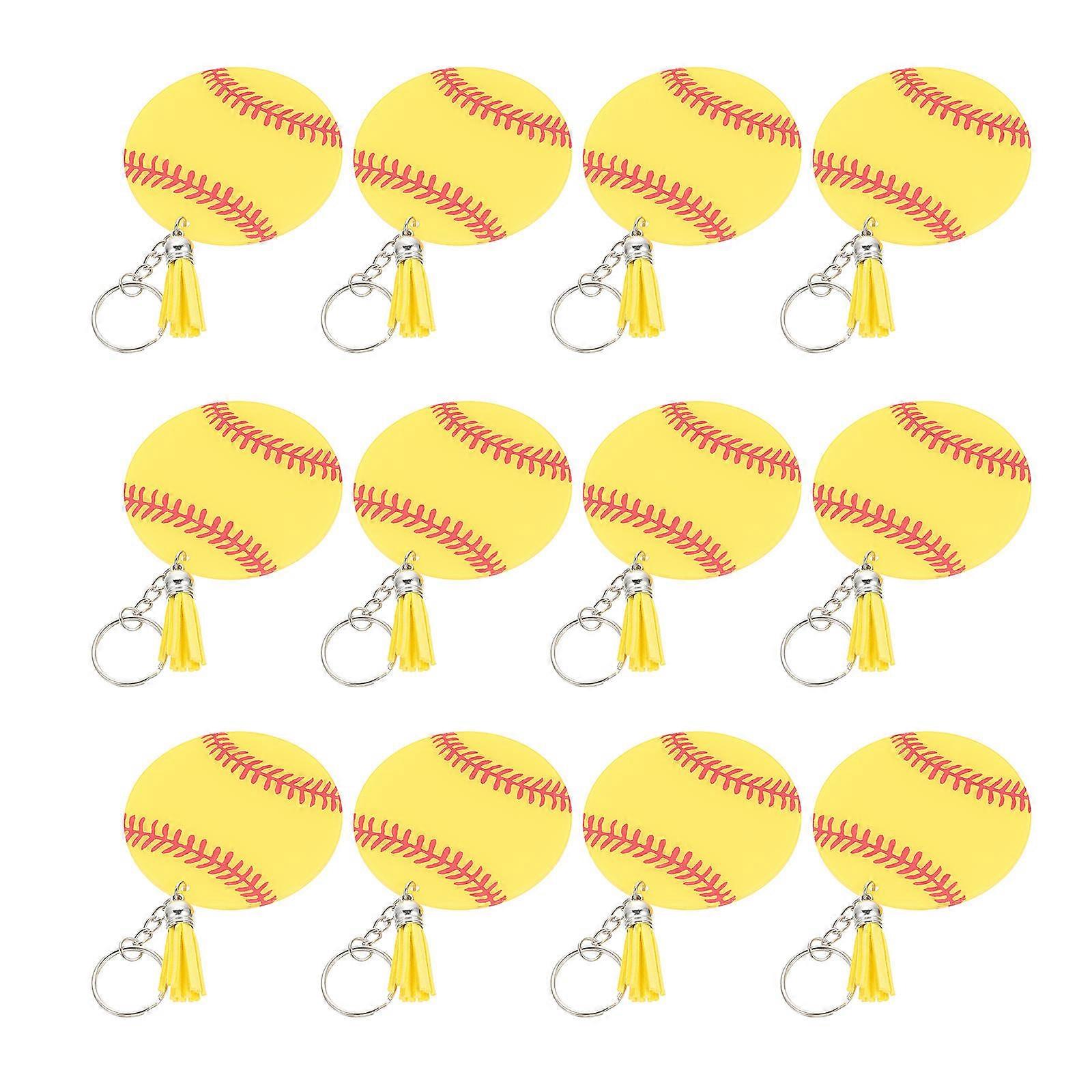 Keychain Accessories Baseball Shape Decorations Daily Use Acrylic Material 7.5X7.5cm Hanging Decor 12 Sets