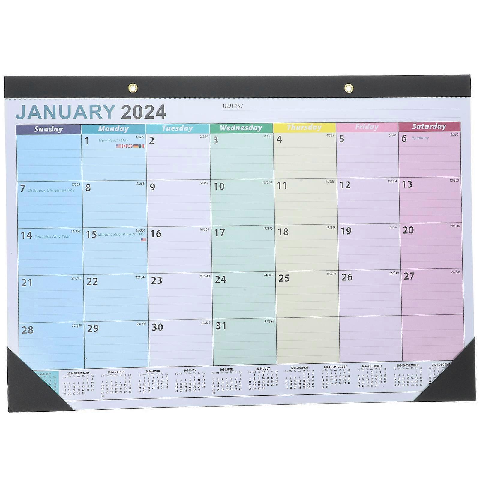 Daily Wall Calendar Creative Agenda for Home Hanging Planning English Calendar Assorted Color 43x30.5cm Note-taking 1Set