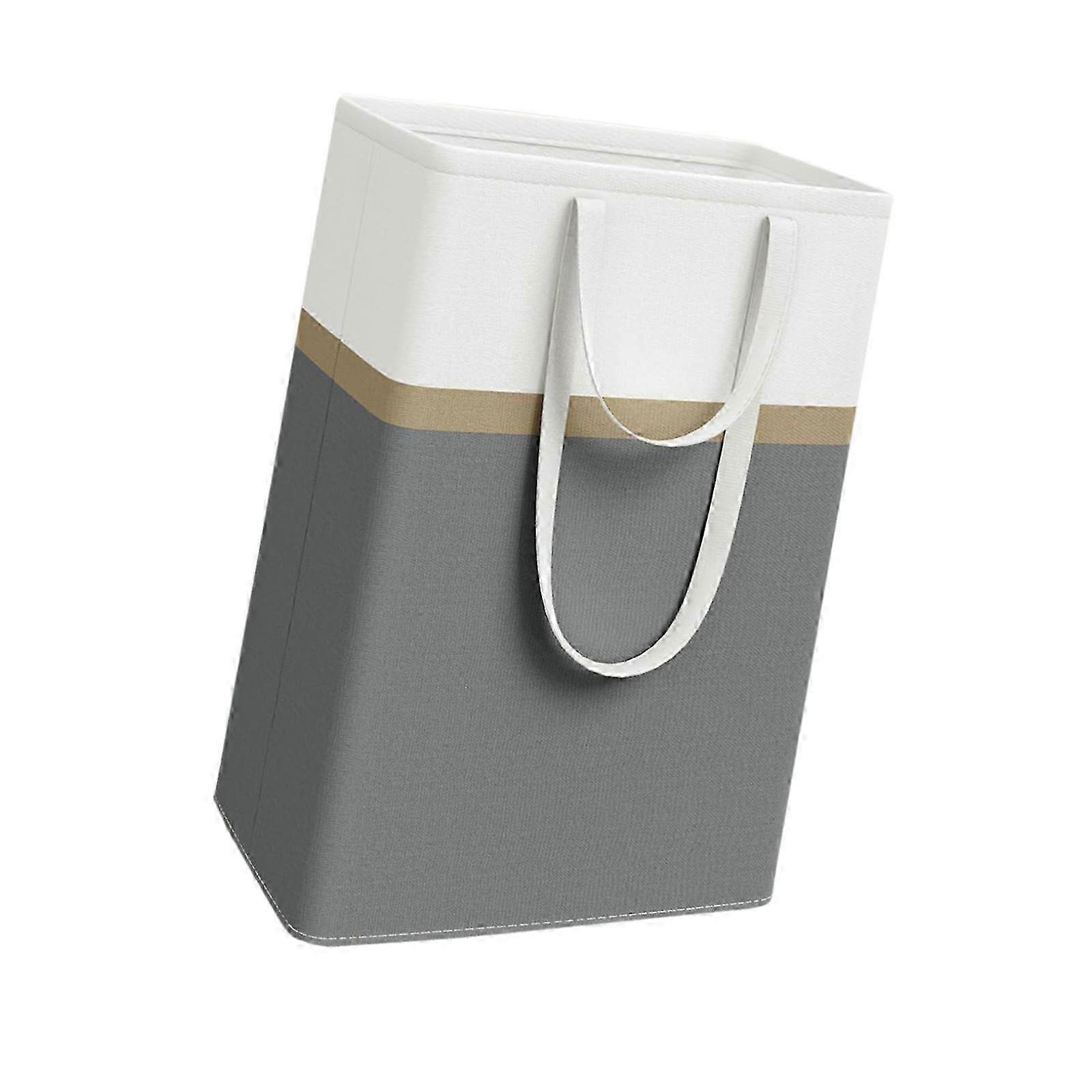 Gray Freestanding Organizer for Laundry, Toys, Bed Sheets, and Comforters - Versatile Striped Storage Solution