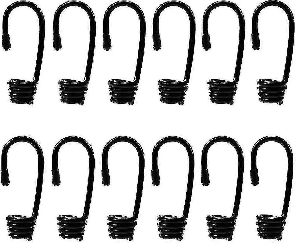 12 Pieces Strong Plasticized Steel Spiral Hooks for Bungee or Bungee Cord with 8 Mm Diameter, Suitable for Various Applications