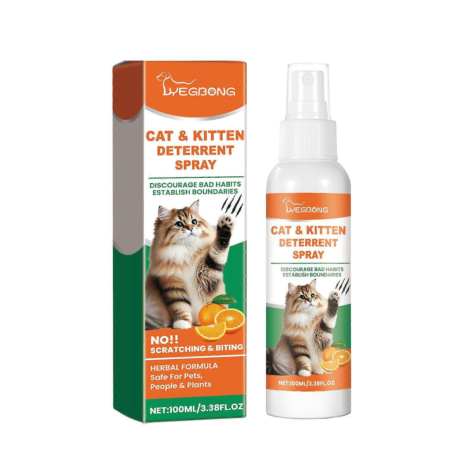 Cat Deterrent Spray, Effective Training Aid with Natural Ingredients, Non-Toxic Anti-Scratch Spray for Cats and Kittens, 100% Natural Cat Spray Deterr