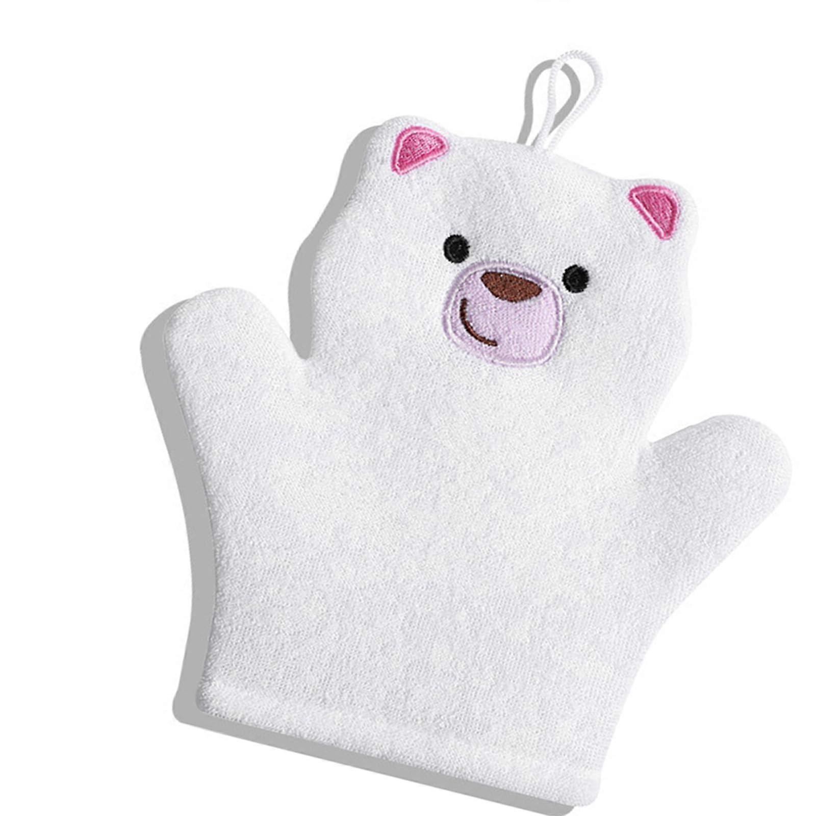 Reusable bath gloves, shower exfoliating gloves, nonirritating texture, suitable for ages 3, safe bathing, essential for sensitive skin, white.