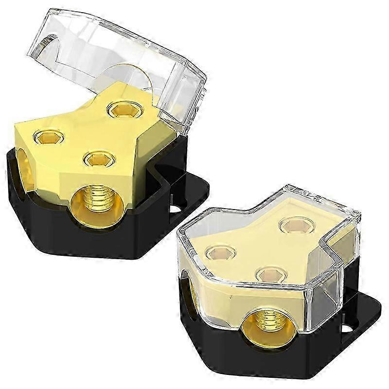 12V Power Distribution Block Car Audio Splitter 2 Way 0/2/4 Gauge in 4/6/8 Gauge Out Ground Distribu Edition 0702