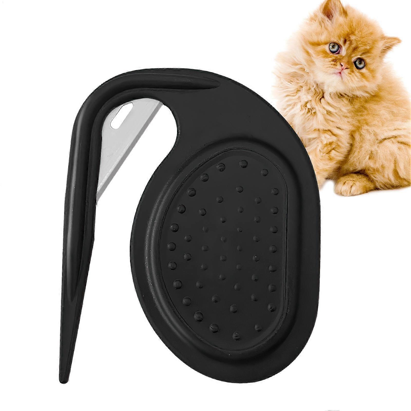 Knot remover for cats – nonslip stainless steel detangling comb with pointed hook black