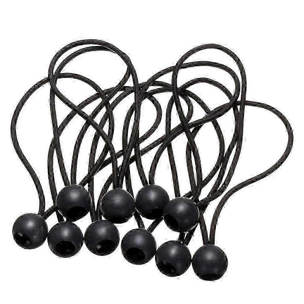 10 Pieces Elastic Tent Fix Cords Black Ball Bungee Loop Strap Tarpaulin Canopy Holder Wire