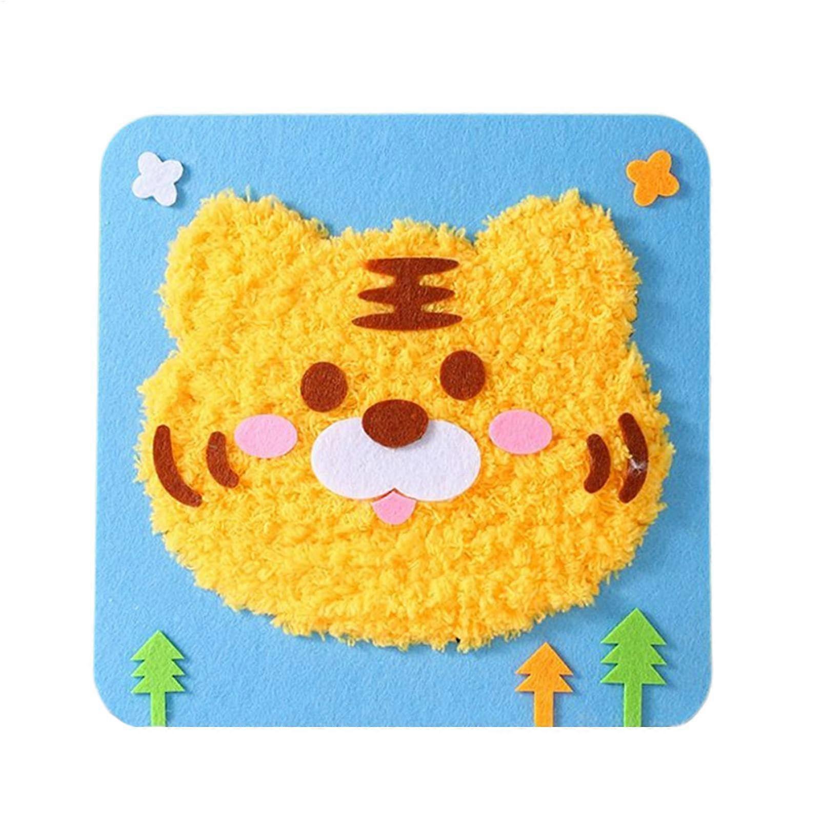 Punch Needle Embroidery Doll Set for Kids | Interactive Crafting Kit with Safe Materials | Beginner-Friendly Tiger Design