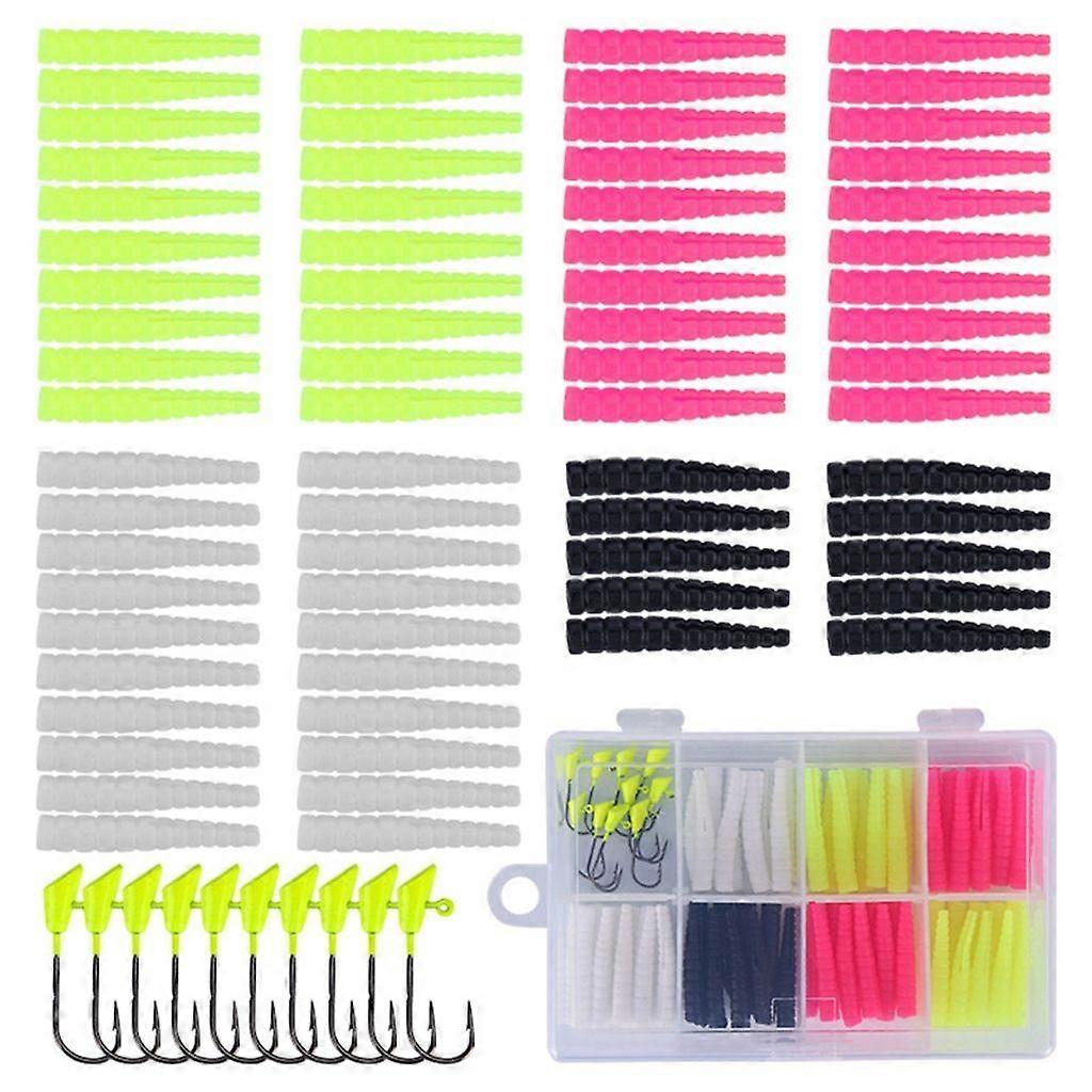 Angelköder-Set Enthält Jig Head Hook Split Tail Mad Worms Angelausrüstung