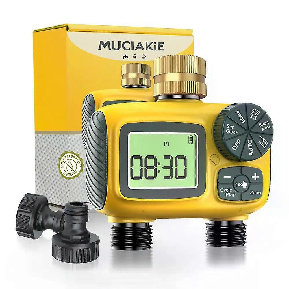 N366 Timer a doppia uscita di lusso Programmatore di irrigazione programmabile 1-3 Piani personalizzabili Ritardo pioggia Blocco bambini Memoria di spegnimento