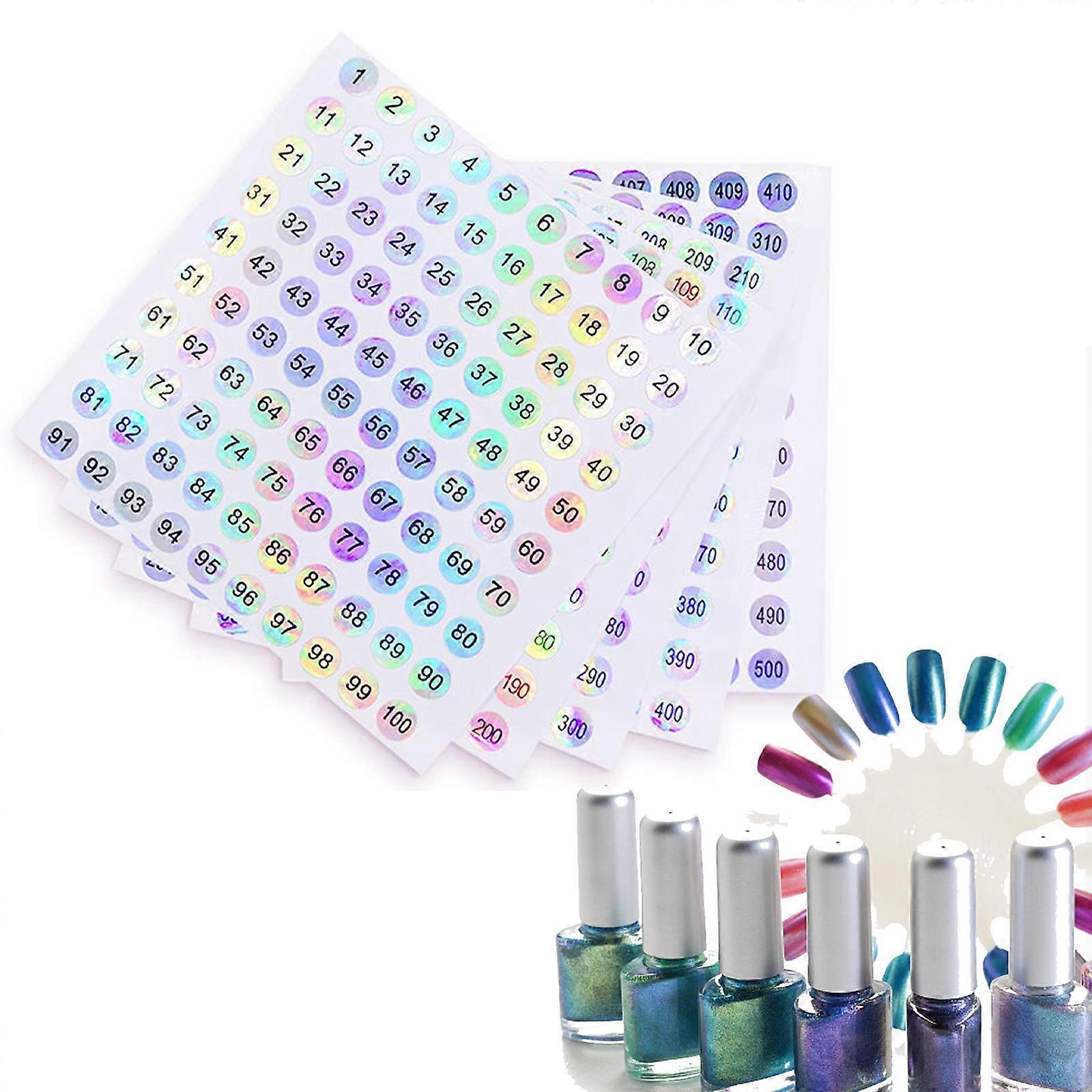 1 waterproof 401-500 (E) $ nail polish bottle number sticker round laser waterproof coding album label 1-500 consecutive numbers