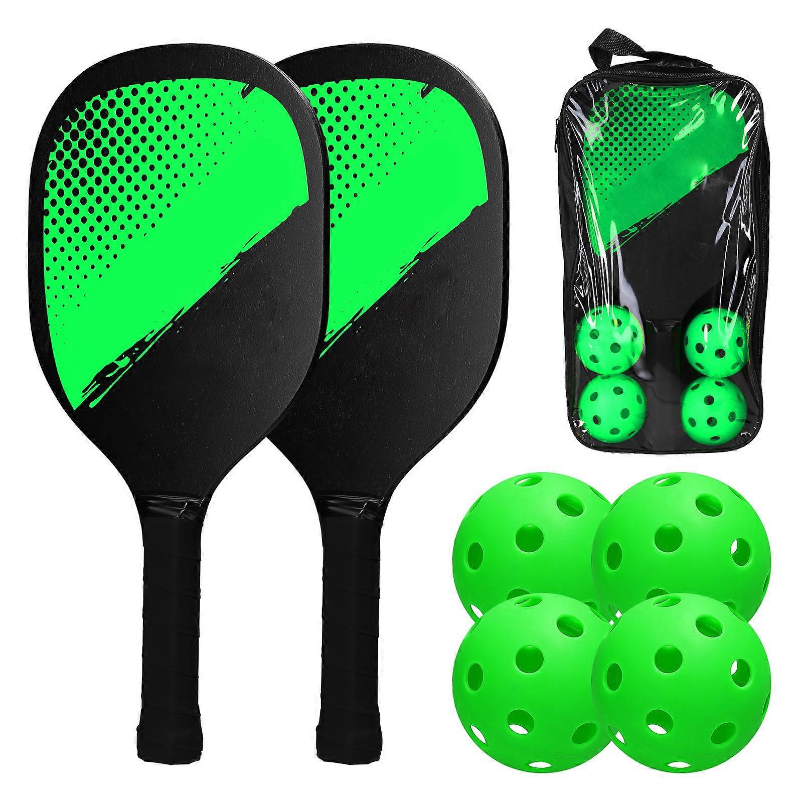 Paddle Set Rackets Ball Set 2 Rackets & 4 Balls with Carrying Bag for Men Women
