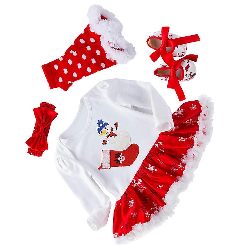 Infant Girl Clothes Long Sleeve Dress Christmas Photo Shoot Easy to Put On and Take Off 1Set