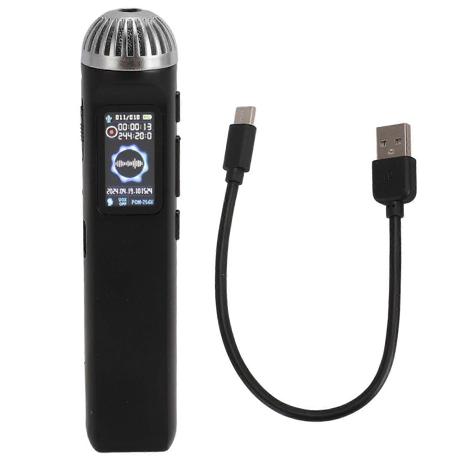 64GB Voice Activated Recorder with 360° Mic, Noise Reduction, HIFI MP3, and OTG Access