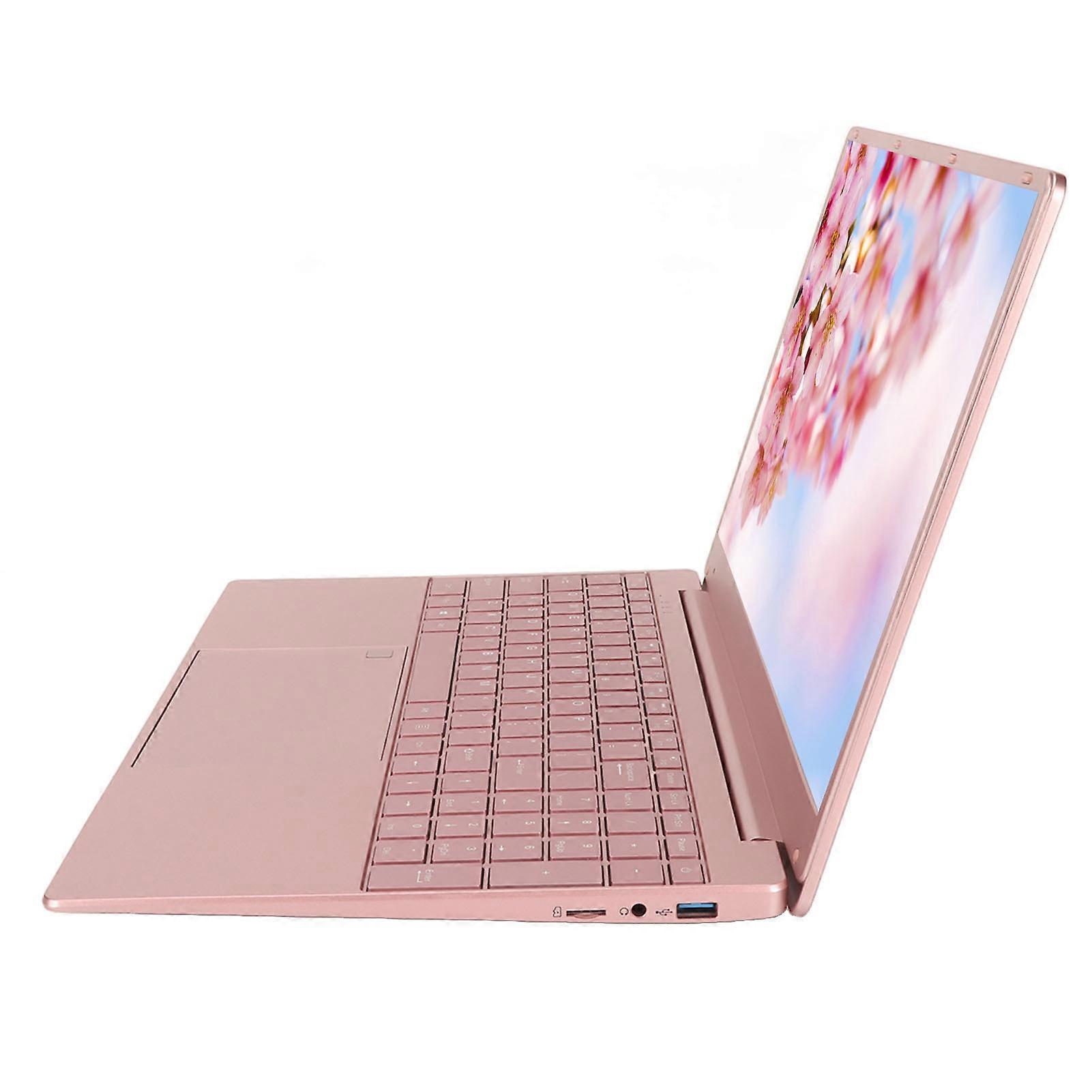 Pink Laptop 15.6 Inch IPS Display Quad Core CPU 16GB RAM 512GB ROM Fingerprint Reader Laptop Computer 100‑240V 16 RAM+512G ROM US Plug