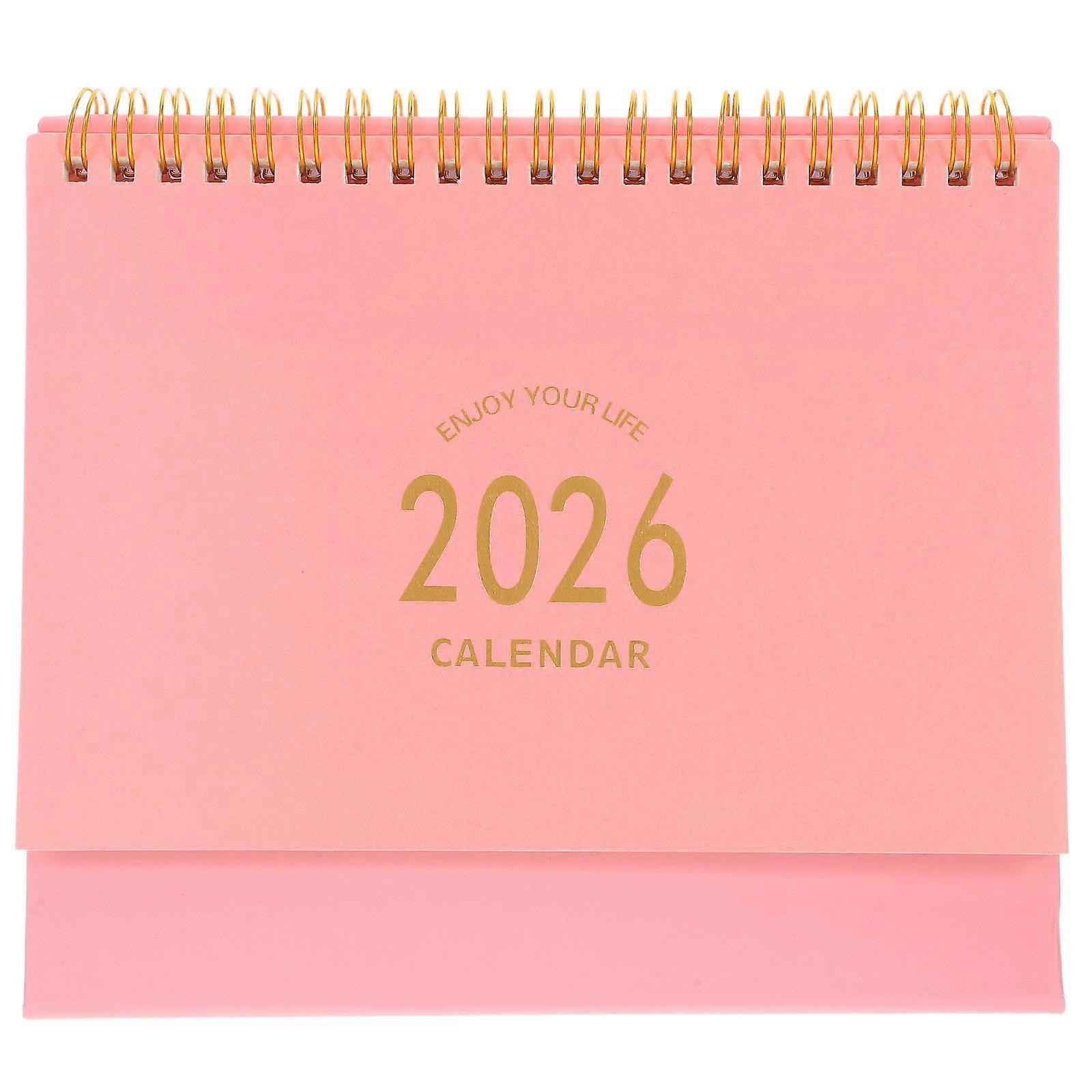 Compact Desk Calendar Stand Up Design Flip Monthly Planner Space Saving Organizer for Home Office School Busy Schedules Pink Desktop Scheduler