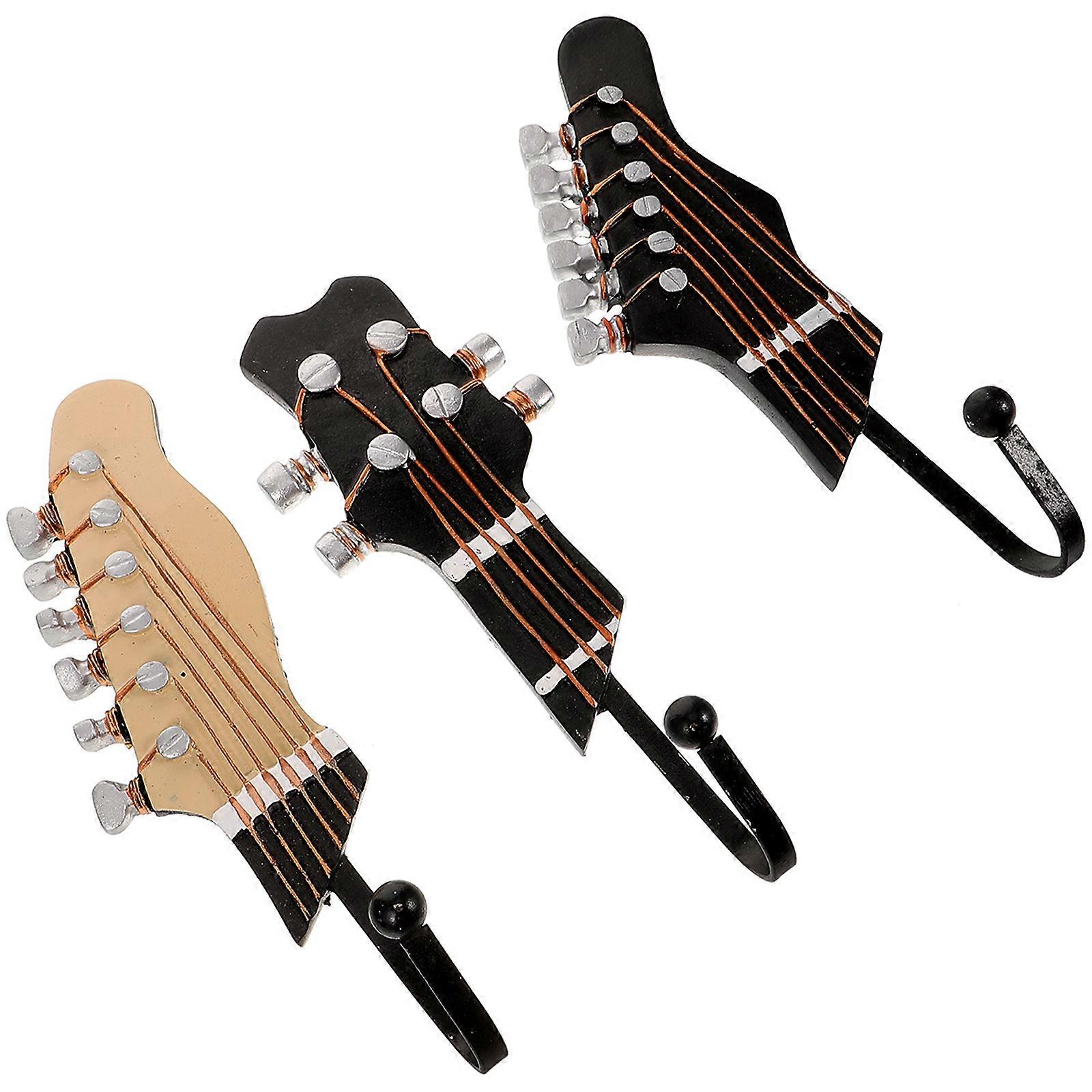 3pcs Resin Guitar Wall Hooks for Coats, Hats, Towels & Keys – Decorative Music Storage Hooks for Home Organization – Easy Installation