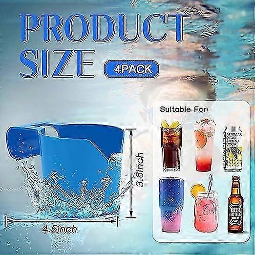 4 Pack Poolside Cup Holder for Above Ground Swimming Pool, Pool Cup Holders for Drinks, No Spill Pool Drink Holder for Pool