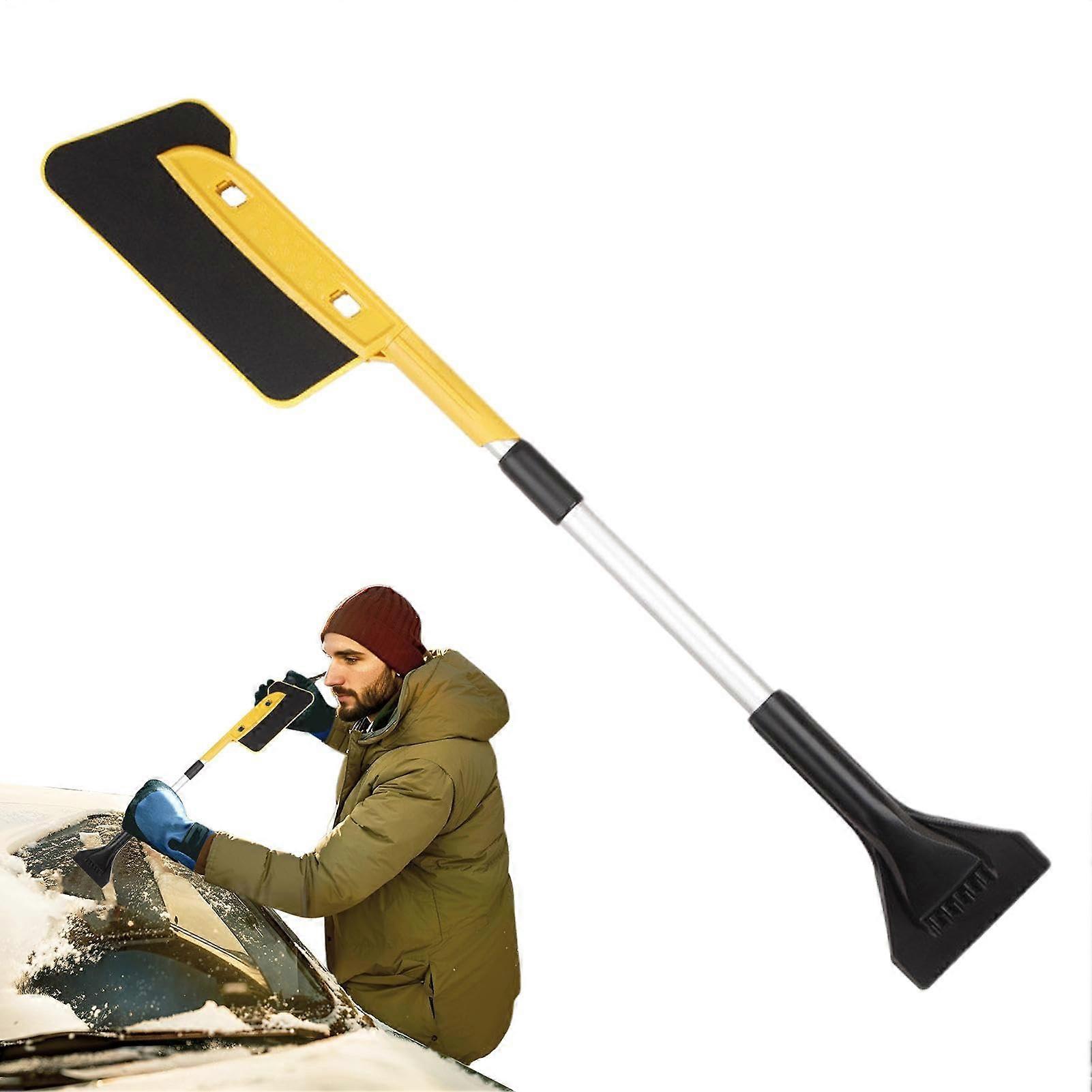 Ice Scraper and Brush for Car, Extendable Windshield Snow Scraper, Removable Ice Scraper, Non-Slip Grip Improved Model