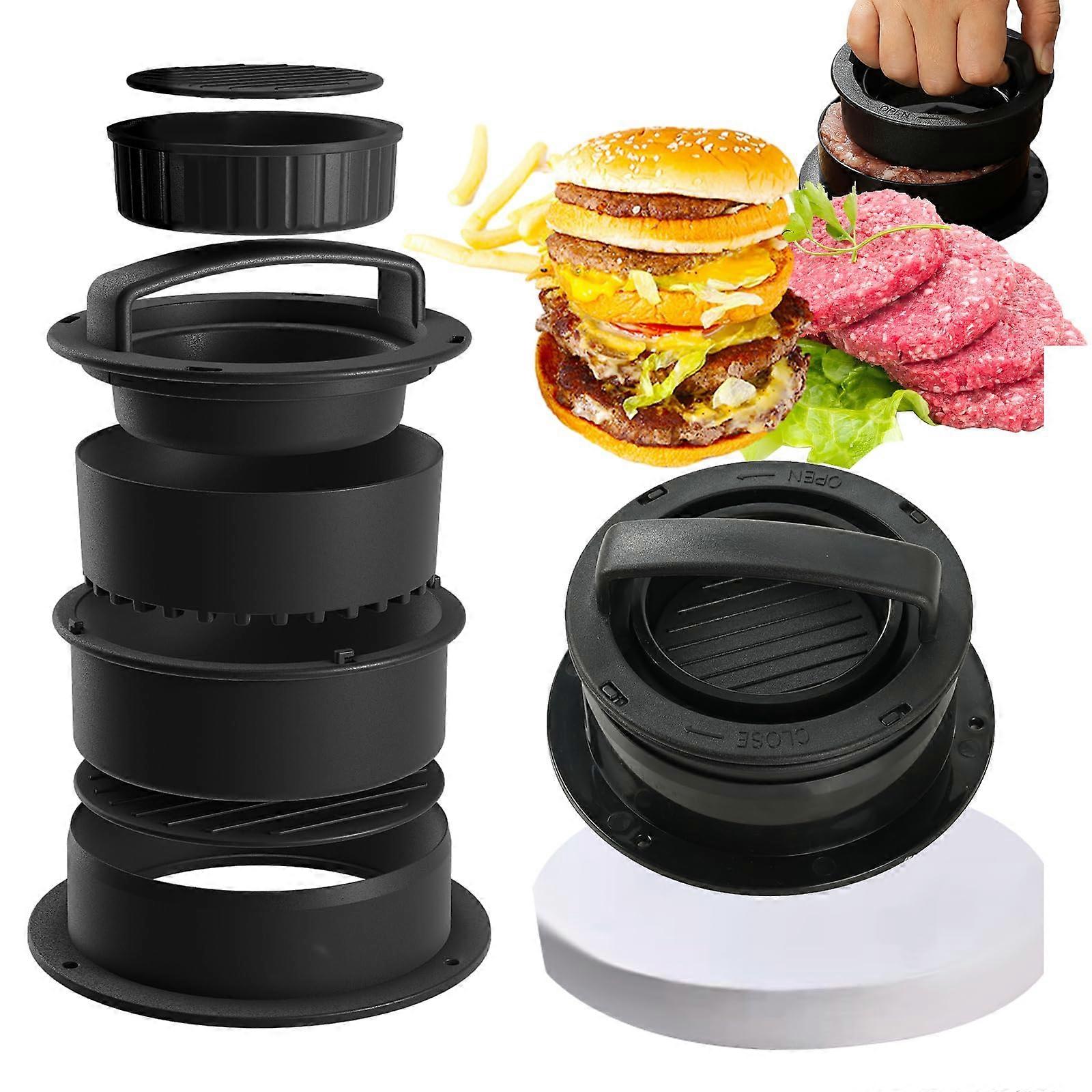Burger Press 3 In 1 Set With ABS Handle, 4 Patty Sizes, Includes 100 Sheets Burger Paper, Beef And Veggie Patties