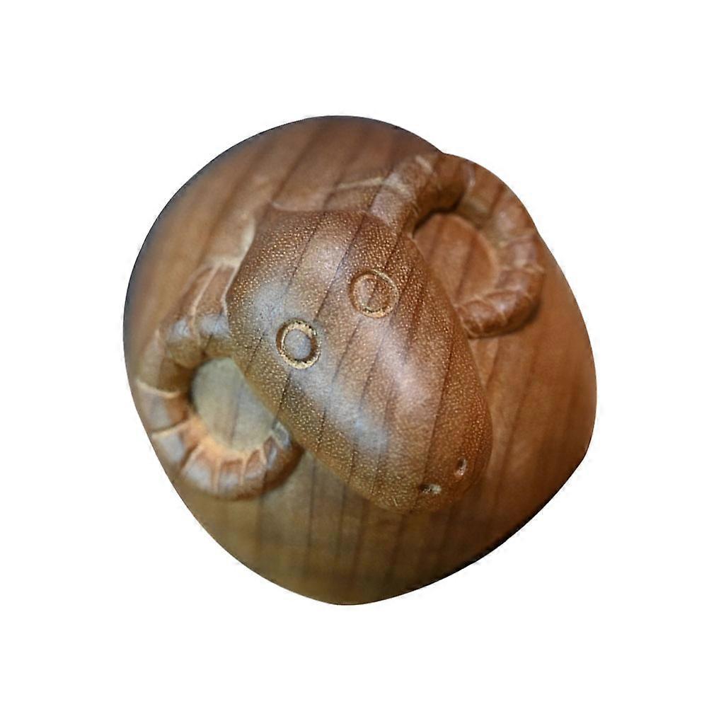 Wooden Carved Sheep Ornament Handcrafted Desktop Decor for Home Living Spaces with Elegant Textured Design and Fine Craftsmanship