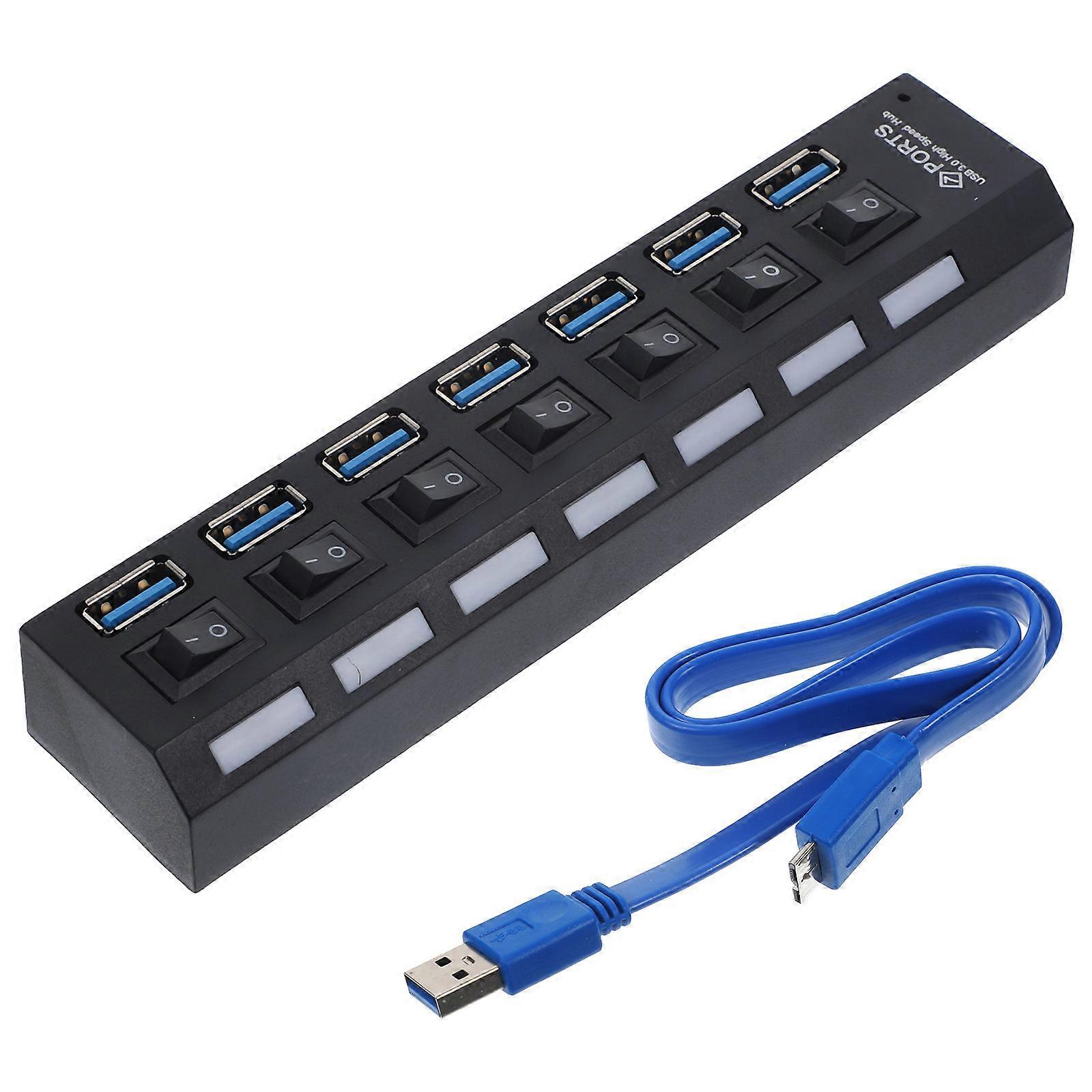 Usb Hub For Pc 7-Port On/Off Control With 5Gbps Transfer Rate For Home Office 16.50X3.50X2.30Cm Compact 1Set