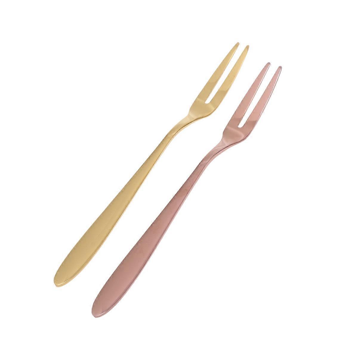 Stainless Steel Fruit Forks with Two Tines for Eating Fruit Ideal for Home Parties and Picnics 2 Pieces Assorted Color