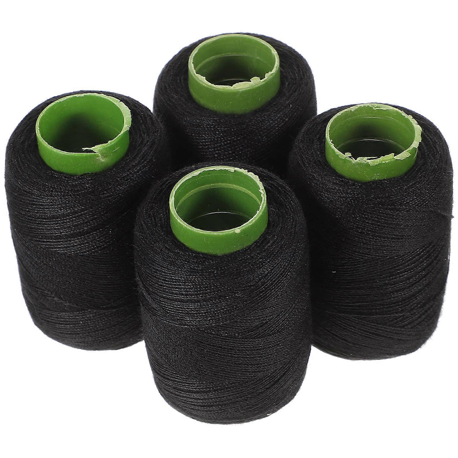 Black Polyester Sewing Thread for Quilting and Upholstery 4 Spools with High Strength 300/roll