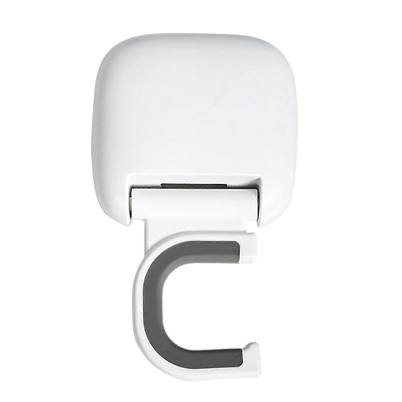 Spacesaving mop hook with strong adhesive for wall mounting brooms and for storing without drilling in the home bathroom.