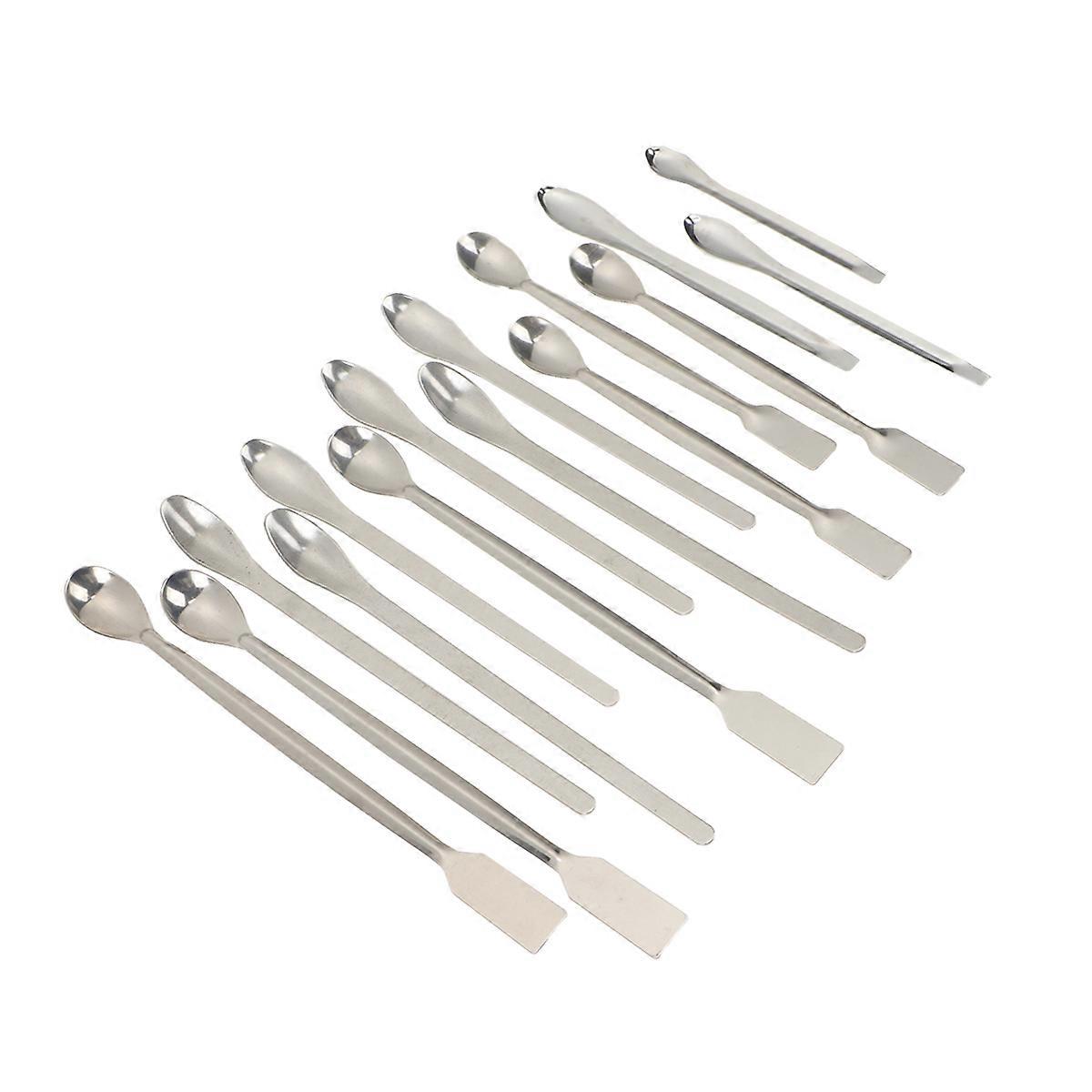 15pcs Stainless Steel Micro Laboratory Sampling Tools Premium Experiment Medicine Reagent Silver