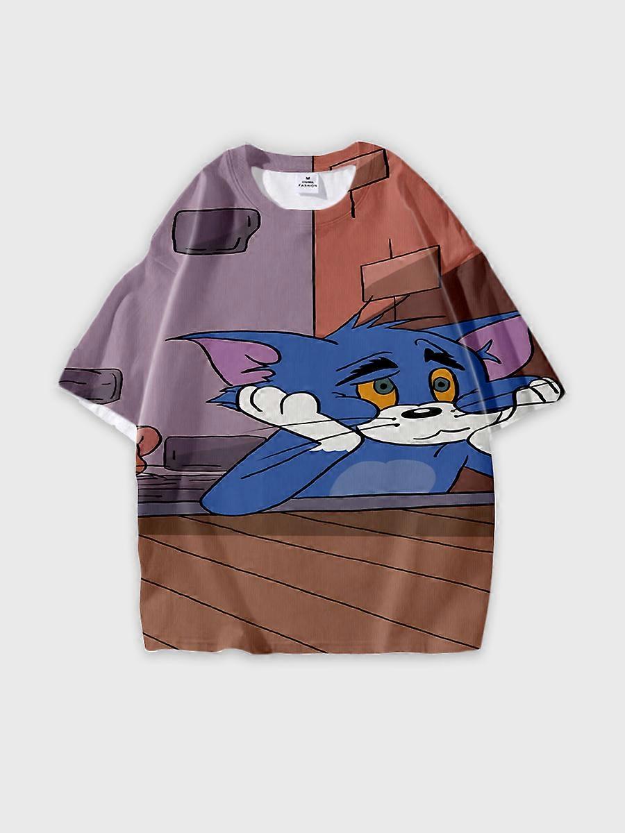 T-shirt round neck Cartoon Pattern loose short sleeve D2139