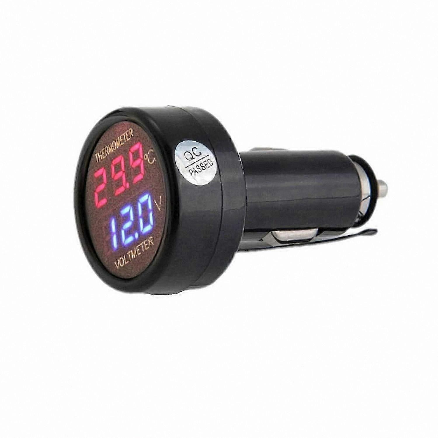 Dual LED Display Digital Gauge for Voltage and Temperature Monitoring, DC 12/24V