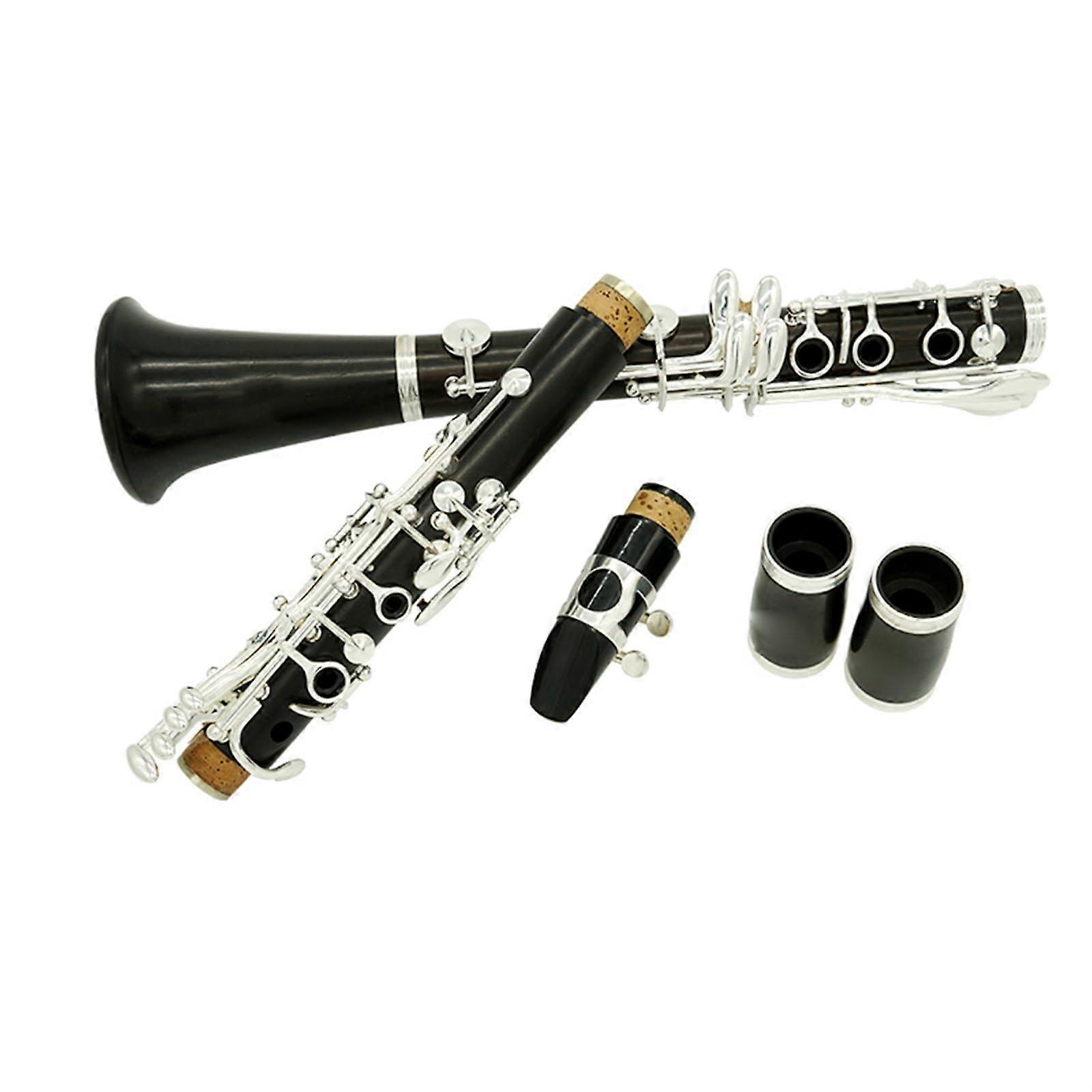 Ebony Clarinet Set B Flat Clarinet with 17 Keys and White Copper Keys for Professional Performance and Graduation Exams