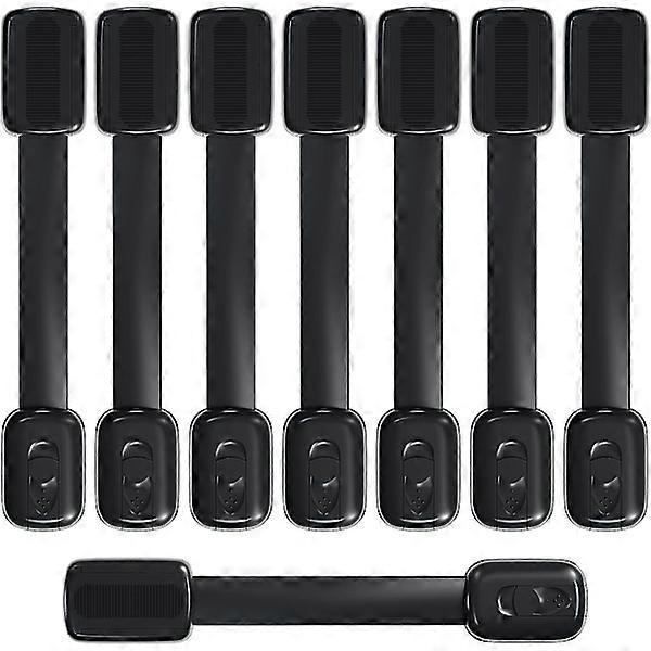 أقفال أمان للأطفال ، أقفال خزانة من 8 عبوات مع شريط 3M ، أقفال واقية من الأطفال للخزائن والأدراج والثلاجة والمراحيض (أسود)