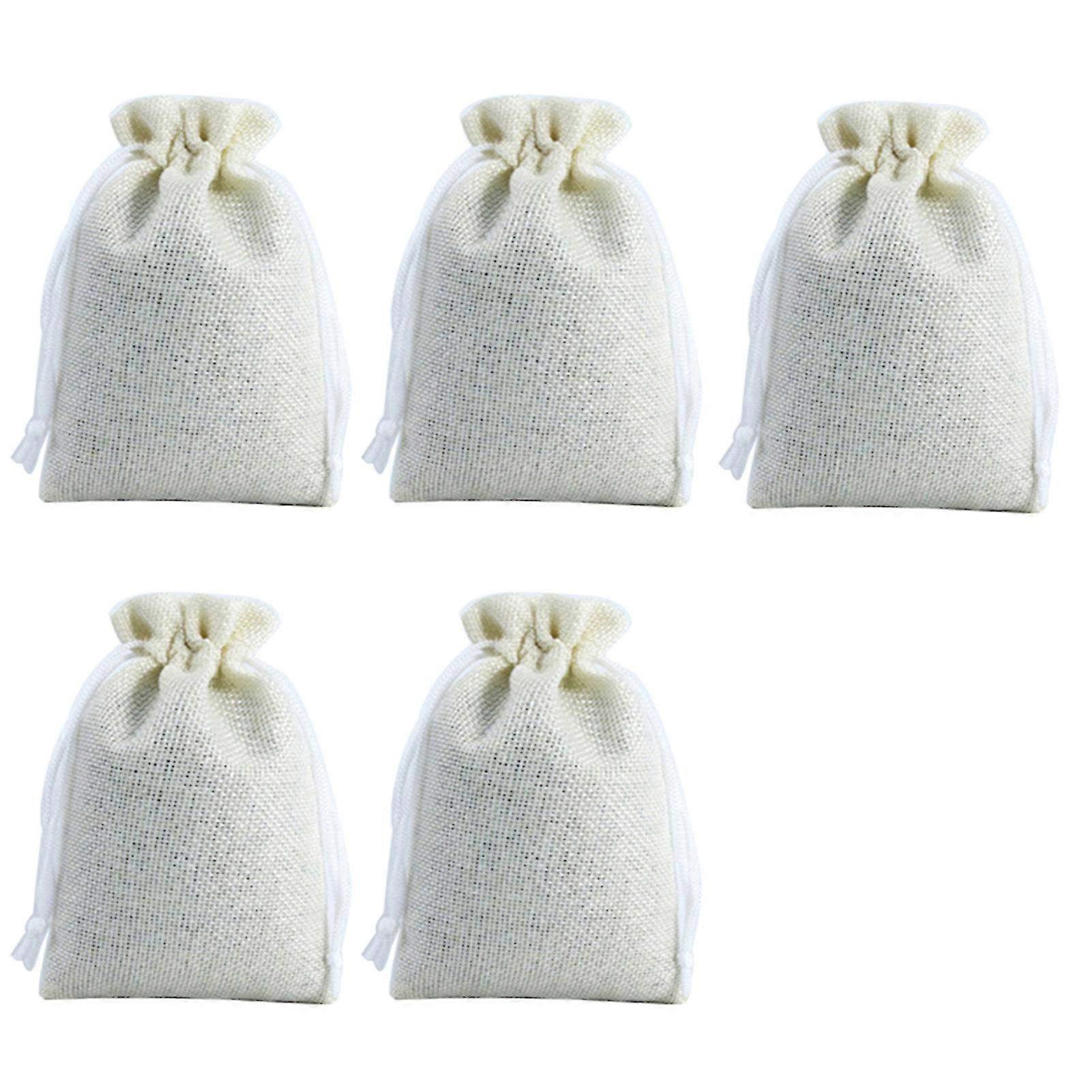 5Pcs Linen Drawstring Gift Bags for Travel, Cosmetics, Coin Storage, and Small Items - Reusable Fabric Pouch Set