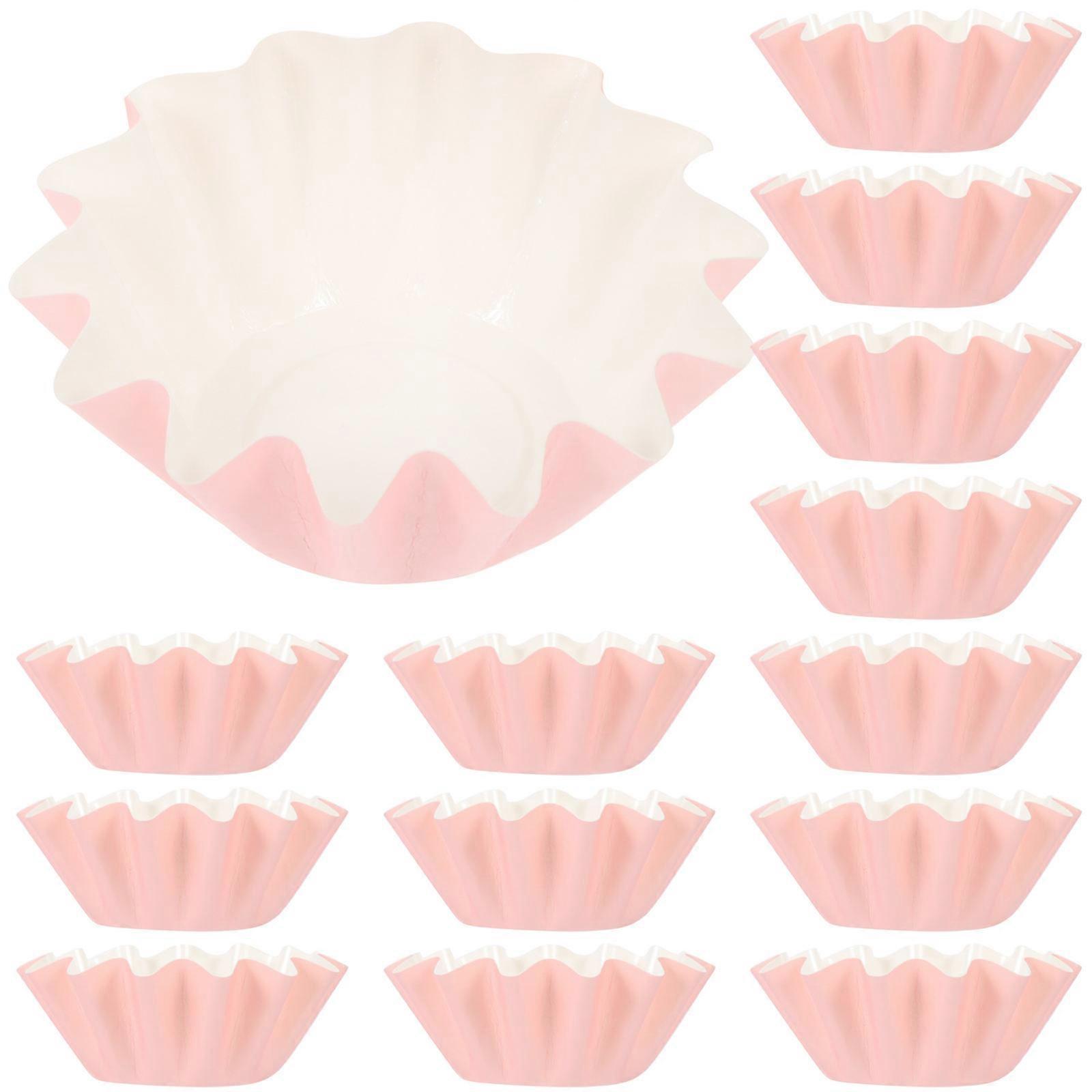 Paper Baking Cup for Muffin Cupcake Liners for Banquet Catering Event Pink Expanded Diameter 7.5cm Simple Design 100Pcs