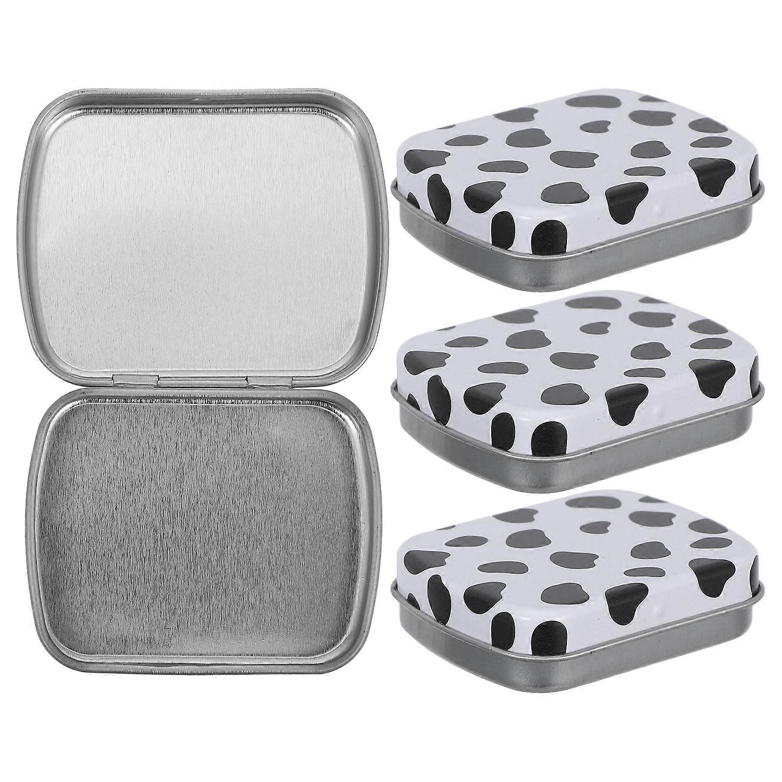 Cute Cow Pattern Tinplate Candy Boxes Set of 4   Handheld Treat Storage Organizers for Candies, USB Drives, Trinkets, Parties