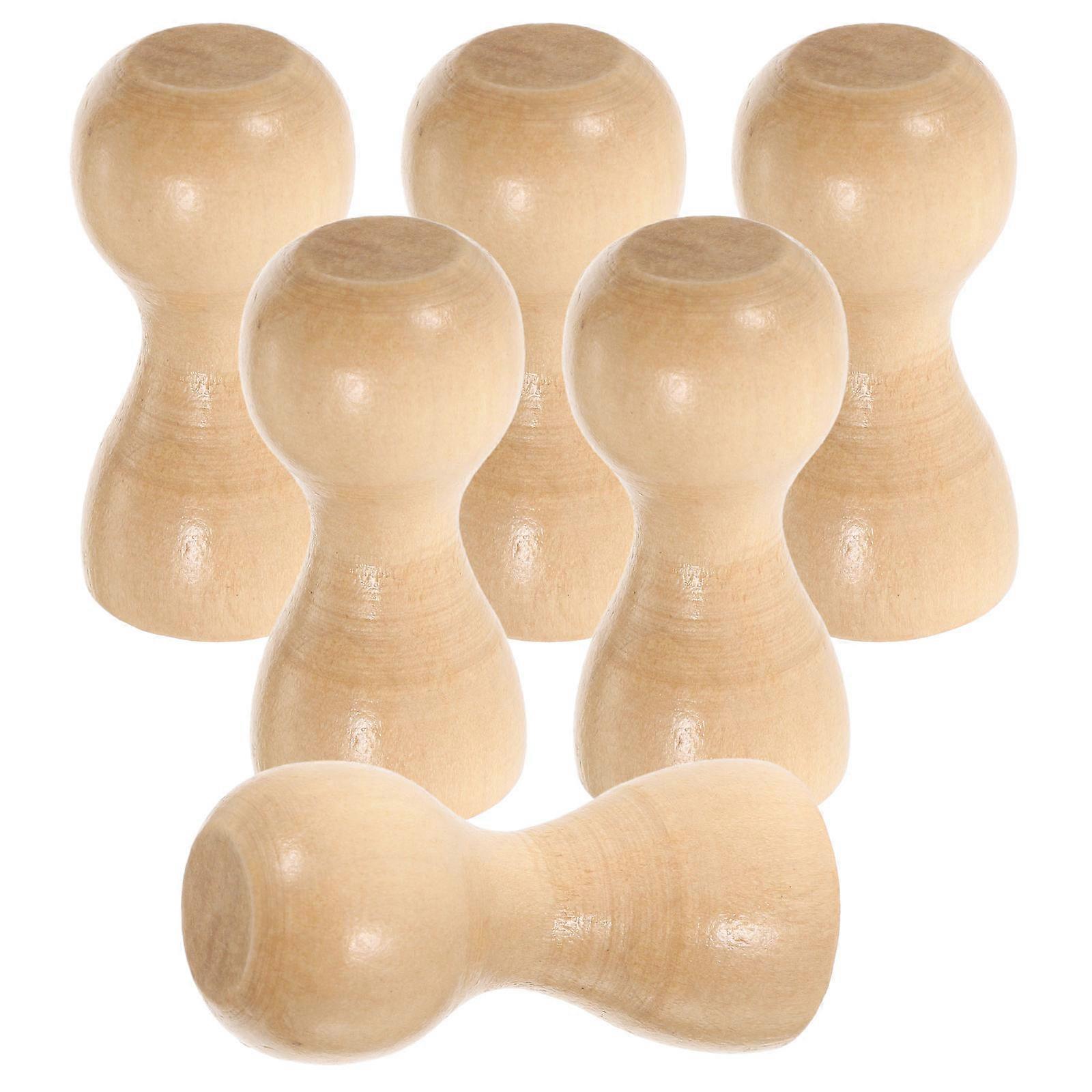 6pcs Wooden Wall Hooks for Home Beige Smooth Texture Versatile Coat Rack and Decorative Wall