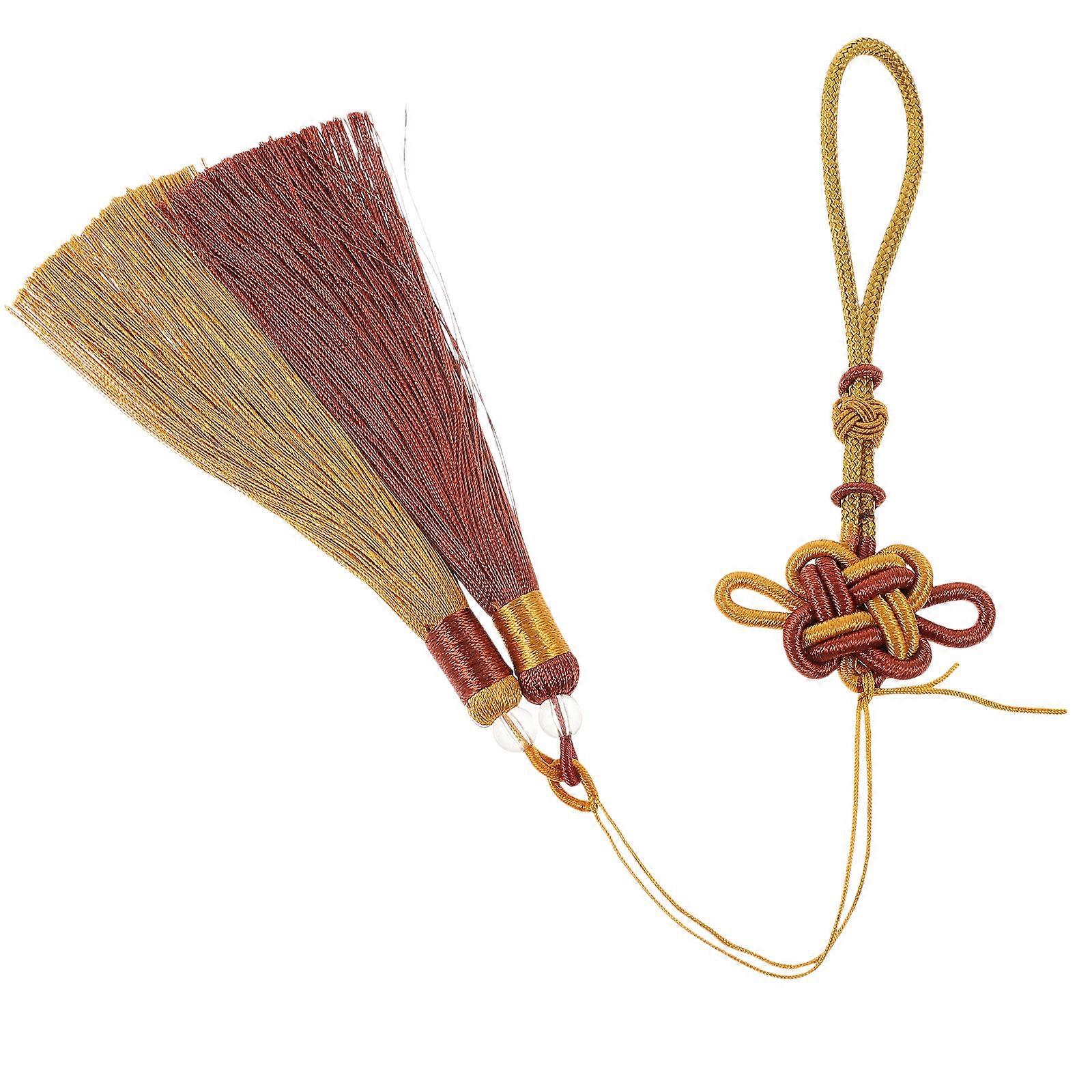 DIY Tassel Pendant for Decor Dark Brown Polyester Crafts Making Chinese Knot Hanging Tassel 6.30 inches