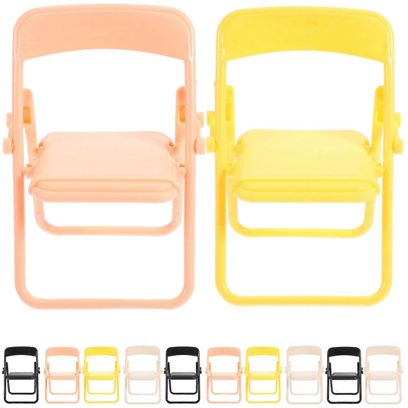12pcs Miniature Furniture Phone Stands Folding Chair Type for Doll House Decor