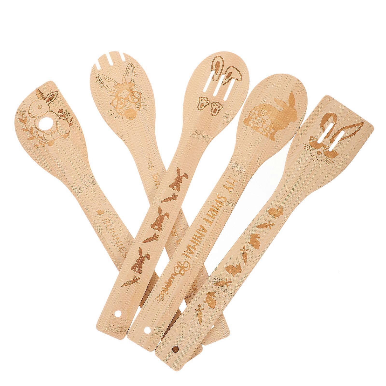 Multifunctional Kitchen Spatula Wooden Cooking Utensils Set Easter Theme Baking 1Set