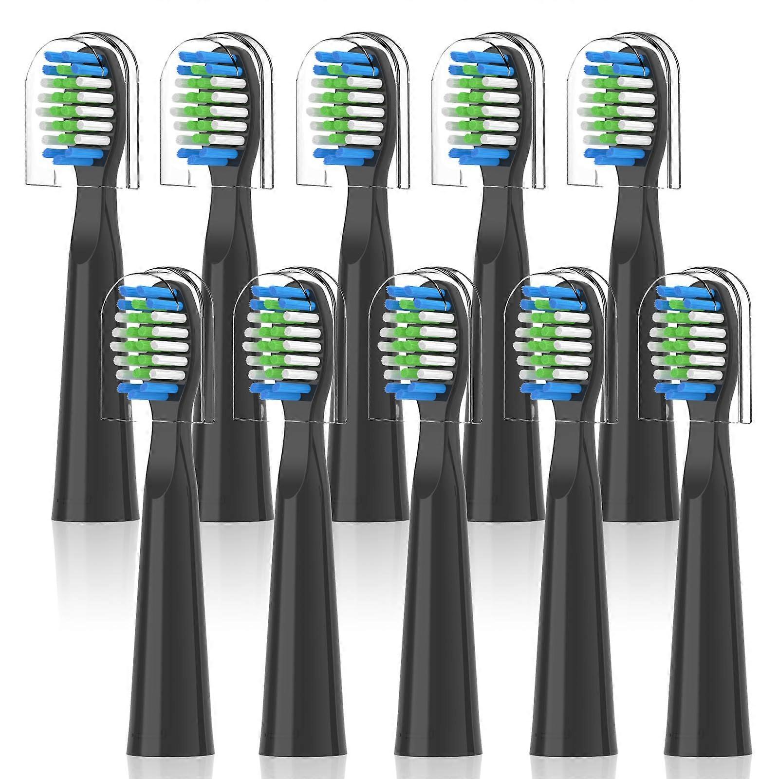 Bitvae D2 Electric Toothbrush Replacement Heads, Compatible, 10-Pack, Medium Size, Black