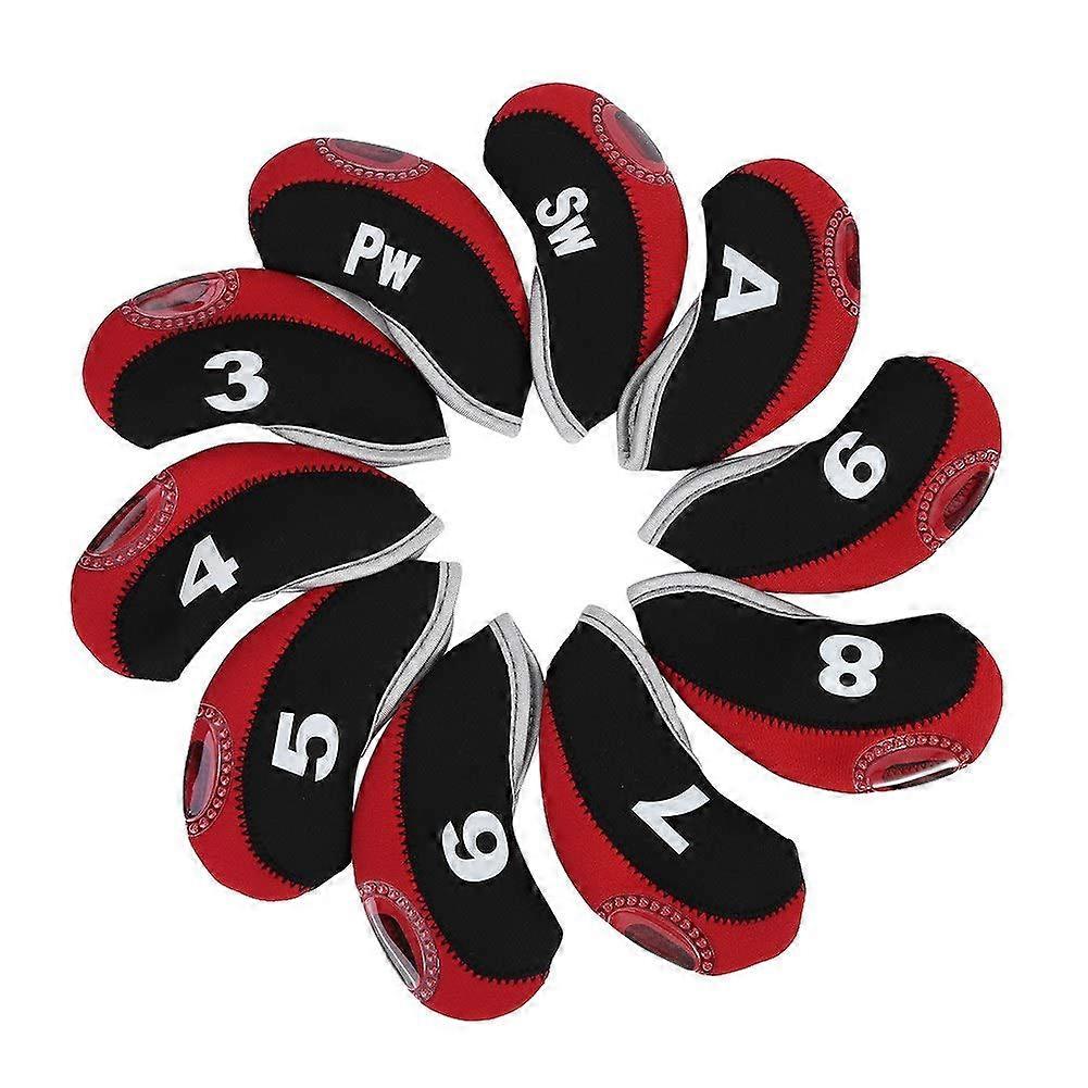Golf Iron Head Covers Set Of 10 Waterproof Neoprene For Wedge Irons Fits Most Irons Three Color Options Black Red