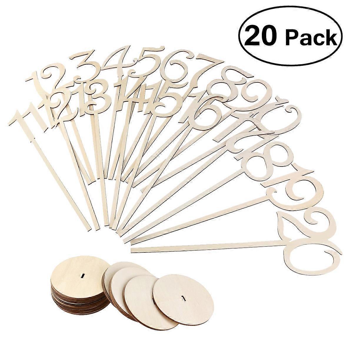 Wooden Table Numbers with Base for Wedding 20 Pieces Khaki of 20pcs 120